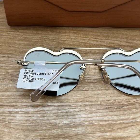 New Miu Miu MU 56U BC17 Gold Metal Oval Sunglasses Core Collection, Generic Case - Picture 6 of 11